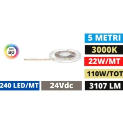 Gea Luce bobina 5mt strip led 22w-mt 24v dc 3000k