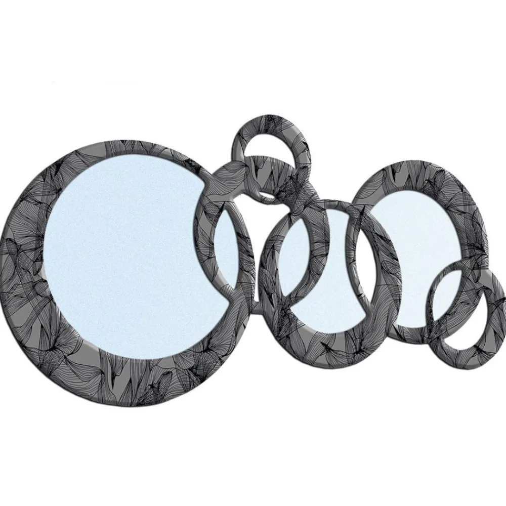 Selezionato da Mazzolaluce Grande specchio design moderno cerchi decorati trama nero grigio