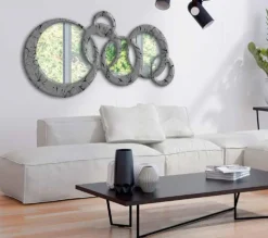 Selezionato da Mazzolaluce Grande specchio design moderno cerchi decorati trama nero grigio