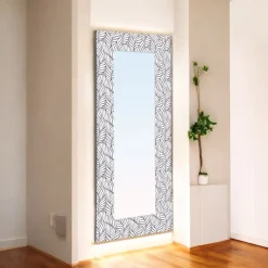 Selezionato da Mazzolaluce Grande specchio verticale rettangolare con cornice petali bianco grigio 180x72