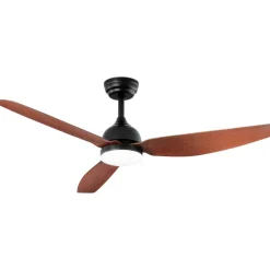 Perenz Illuminazione Grande ventilatore con luce da soffitto nero pale legno silenzioso