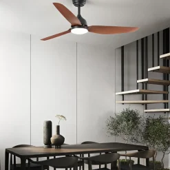 Perenz Illuminazione Grande ventilatore con luce da soffitto nero pale legno silenzioso