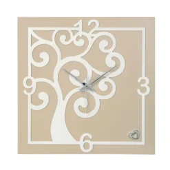 Bongelli Preziosi Orologio da parete albero della vita nocciola quadrato