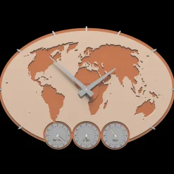 Complementi Selezionati da Mazzolaluce Orologio da parete planisfero fusi orari legno colore sabbia rosata