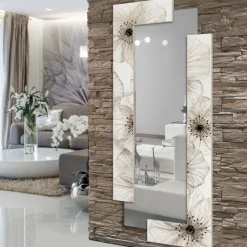 Selezionato da Mazzolaluce Specchiera 190x80 beige nero oro floreale