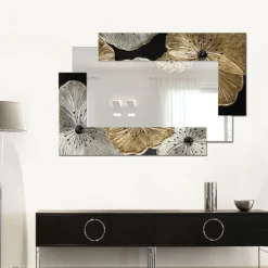 Selezionato da Mazzolaluce Specchiera 120x80 decorativo cornice oro nero argento floreale