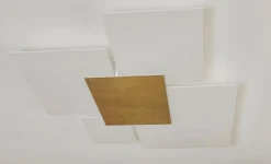 Top Light Toplight upgrade plafoniera vetro bianco foglia oro rettangolare