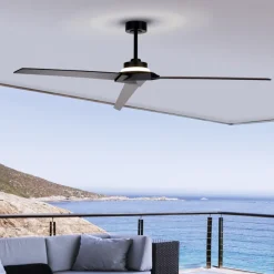 Complementi Selezionati da Mazzolaluce Ventilatore a soffitto nero per esterno con luce telecomando app mantra brisa