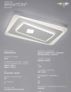 Vivida International Vivida brighton big plafoniera per soffitto led 60w 3000k 4000k design rettangolare